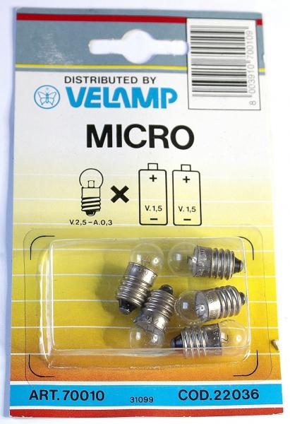 Micro  Birne / 2,5 Volt / 0,3 A  / VE mit 5 Stk